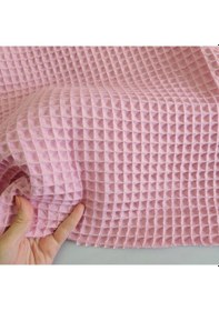 Resim Büyük Kareli Waffle Pike Bornozluk Kumaş 100% Pamuk Bw-23 Pembe 