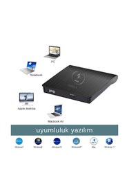 Resim alfalink Harici Dvd Rw External Taşınabilir Ultra Ince USB+Type-C 3.0 Cd/dvd Optik Okuyucu 