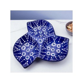 Resim Sharp & Art Seramik Kahvaltılık, Sosluk, Çerezlik ve Sunum Tabağı, 3 Bölmeli Elişlemesi 