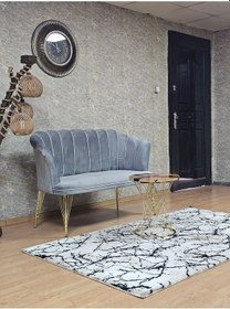 Resim Zafir İkili Gold Kaplama Tel Ayak Papatya Çay Seti Koltuk Takımı , Balkon, Salon, Ofis, Cafe Koltuk Takımı Gri 