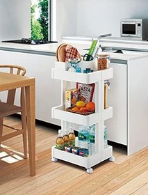 Resim Motek Tekerlekli Organizer Kare 3 Katlı Beyaz 360 Derece Dönen Tekerlekli 