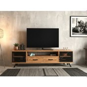 Resim Raweyn Style Doğal Ahşap Tv Ünitesi - 240cm Açık Ceviz 