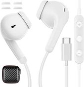 Resim USB C Kulaklık Kulak İçi Samsung A55 A35 A54 A34 A16 5G Galaxy S24 FE S23, HiFi Stereo Kulaklık Kablolu Mikrofon Tip C Kulaklık iPhone 16 Pro 15 iPad Air Xiaomi 14T 13 Pixel 9 8a için USB C Bağlantısı 