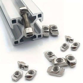 Resim 100 adet 2020 Serisi T-Somunlar T-Yuvası Somunları Çekiç Başlı Bağlantı Elemanları - Alüminyum Profiller için Kaplama Karbon Çelik Kayar T-Somunlar (30 adet M3, 30 adet M4, 40 adet M5) 