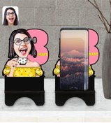 Resim Bk Gift Kişiye Özel Kadınlar Günü Karikatürlü Ahşap Biblo Telefon Standı 