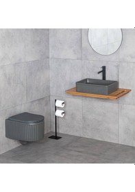 Resim Lena - Tezgah Üstü Lavabo Mat Füme - E-w1004mf- Füme 