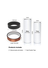 Resim Zcjb Süblimasyon Tumbler İçin 7 Paket Silikon Bantlar, Isı Transferi Silikon Sarar Süblimasyon Bantları Ve 1 Isıya Dayanıklı Bant -120236 