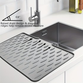 Resim Mutfak için Kaymaz Silikon Kurutma Matı, 40cm x 32cm, Dahili Drenaj Tasarımı, Isıya Dayanıklı ve Kolay Temizlenir, Tezgahlar, Lavabolar ve Buzdolapları için Uygun, 2 Stil Mevcut, Mutfunuzu Kuru Tutar, Mükemmel Noel veya Cadılar Bayramı Hediyesi 