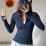 Resim Kadınlar İçin Yoga Astarlı Spor Ceketi, Rüzgar Geçirmez Sıcak Uzun Kollu Parmak Manşetli, Dik Yaka, Yarım Fermuar Tasarımı, Yüksek Esneklik Hızlı Kuruyan Yoga Dış Giyim, Koşu, Yoga, Antrenman, Stüdyo, Günlük Çıkış, Akşam Buluşması, Günlük Kullanım, Sevgililer Günü İçin Uygun, Koşu Ceketi,Stüdyo 