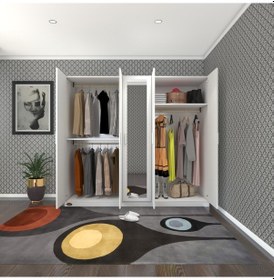 Resim Kenzlife gardırop 5 kapaklı kapılı 200 lilyum byz aynalı gardolap dolap 