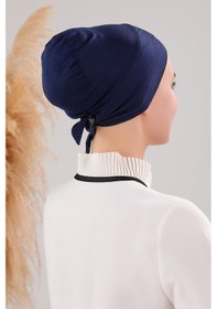 Resim Melodi Scarf Bağlamalı Dikişsiz Çapraz Bone Lacivert Lacivert 