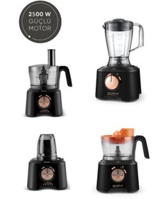 Resim Karaca Premium Blender Hamur Yoğurma ve Smothe 11 in 1 Mutfak Robotu Black Copper 2500W 