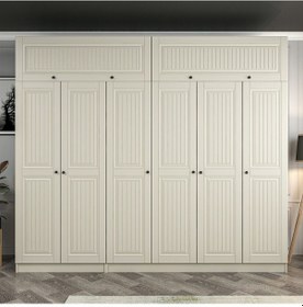 Resim Kale 6 Kapaklı 2 İç Çekmeceli Dolap Ve Yüklük Kumtaşı Mebran İlkbahar 255cm Bej 