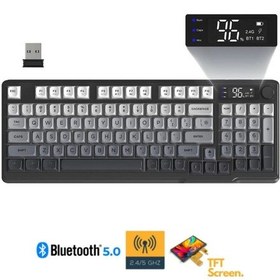 Resim Miaxtreme Freewolf M96 2.4g+bt5.0 Triple Mebran Sessiz Tasarım Tft Led Ekranlı Reinbow Gaming Oyuncu Klavye 