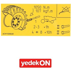 Resim AGCO Tekerlek Cıvata Tork Etiketi - Massey Ferguson / Fendt / Valtra | ACW1028240 