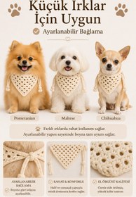 Resim NEHOLİA Kadın ve Köpek Kombin Bandana - El Örgüsü Bohem Stil Uyumlu Anne Köpek Bandanası - Ayarlanabilir Tasarım 