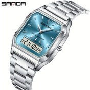 Resim Globalbloom Sanda Erkek Kol Saati Moda İş Performansı Çok Renkli Silvery Light Blue Basit Retro Çelik Kayış Altın 