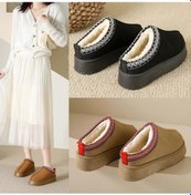 Resim Bayan Mokasenler Terlikler Kürk Astarlı Sıcak Kışlık Bilek Botu Slip On Loafer Newway Kahverengi 