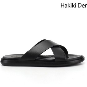 Resim Diğer Erkek Siyah Çapraz Bantlı Hakiki Deri Terlik Dyma83242824 