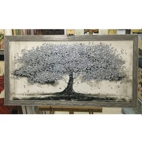 Resim Çerçeveli Gümüş Sim Işlemeli Ağaç Kanvas Tablo 