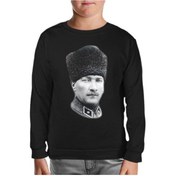Resim Atatürk - Portre Apolet Siyah Çocuk Sweatshirt Siyah 