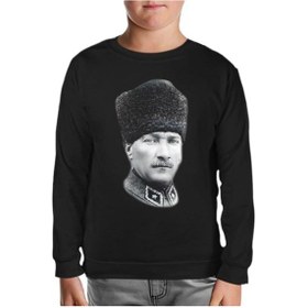 Resim Atatürk - Portre Apolet Siyah Çocuk Sweatshirt Siyah 