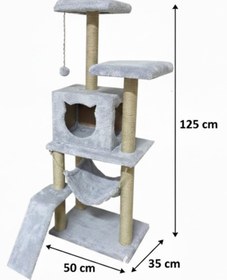 Resim Missidea S9 Kedi Tırmalama Kulesi Platformlu 124 cm Gri 