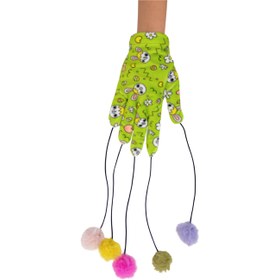 Resim Çıngırak Sesli Sihirli Eldiven Ponponlu Kedi Oltası - Tavşan Desenli Sihirli Eldiven 