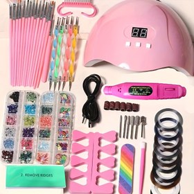 Resim Nail Lamp, Profesyonel Tırnak Taşlama Aleti, Dead Light Beige Kaldırma Aracı, Parmak Ayırıcı vb. İçerir, 15-in-1 Manikür Seti - Jel/Pudra Dahil Değil, 300g'den Fazla, USB Güçlü, Hipoalergenik Paslanmaz Çelik Aksesuarlar 