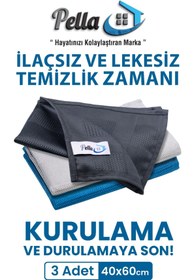 Resim Pella İthal 3'lü Mikrofiber Temizlik Bezi, Cam, Araba, Mutfak, Fiber Bez (40 X 60 CM) 