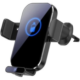 Resim Reedark Hava Menfezi Telefon Tutucu Kablosuz Hızlı Şarj Cihazı, Tek Dokunuş Sıkıştırma, Kaymayı Önleyici Ve Şok Emici Araç İçi Şarj Aparatı Siyah 