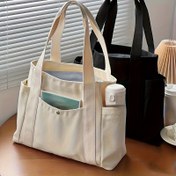 Resim Şık Büyük Tuval Çanta - Fermuarlı Kapanışlı, Dayanıklı Polyester Astarlı ve İş ve Günlük Kullanım İçin Ayarlanabilir Omuz Askıları ile Geniş Çoklu Bölme Tasarımı, Çeşitli Renkler, Çanta, Çok Yönlü Taşıma Çantası, Yapılandırılmış Şekil, Sağlam Tutma Sapları 