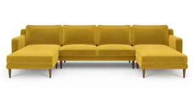 Resim Klem Slim 348 x 171 Köşe Ahşap Ayak - Kadife - Kül Gri / Koyu / Kalıcı Form 