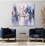 Resim Deniz Modern El Yapımı Yağlı Boya Tablo 106x106cm 