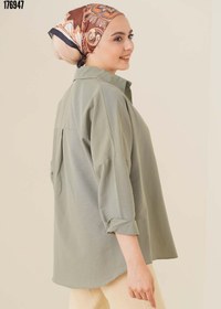 Resim 103901 Oversize Basic Tesettür Gömlek Haki 