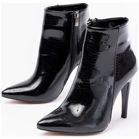 Resim Vrt-4802 Siyah Kroko Yüksek İnce Topuklu Fermuarlı Kadın Bot Acı Kahverengi 