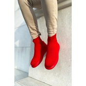 Resim Pabucmarketi Düz Triko Erkek Sneaker Bot Kırmızı Kırmızı 