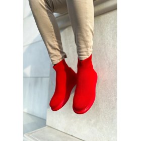 Resim Pabucmarketi Düz Triko Erkek Sneaker Bot Kırmızı Kırmızı 
