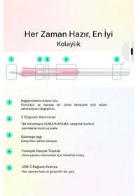 Resim Metapen Apple Uyumlu iPad Air 11 İle Uyumlu Profesyonel Avuç İçi Red Ve Eğim Duyarlı Bluetoothlu Tablet Kalemi Beyaz 