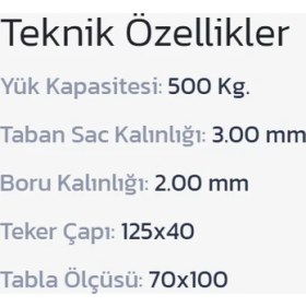Resim Ibtaş 500 kg Yük Paket Eşya Kargo Malzeme Ürün Taşıma Arabası 70X100CM 