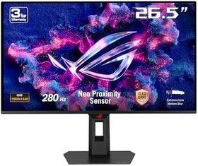 Resim ASUS ROG STRIX XG27ACDMS 26.5 QD-OLED 2560x1440 0.03ms 280Hz 250cd DP HDMI USB-C VESA 3YIL ELMB, HDR 400 True Black, PİVOT,NEO YAKINLIK SENSÖRÜ,%99 DCI-P3,10BİT,USB-C PD15W MONİTÖR 