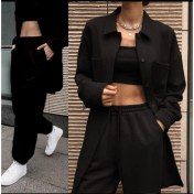 Resim Su-Ed Shop Siyah Kapişonlu Sweatshirt 3'lü Eşofman Takımı 