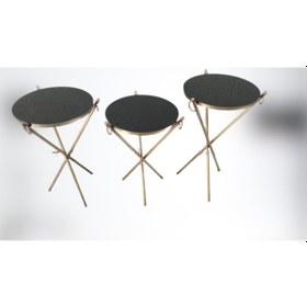 Resim Brc Küpe Zigon Model Sehpa Metal Bakır Eskitme Gold Renk Ayak Kır 