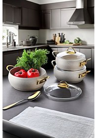 Resim 6 Parça Güveç Tencere Seti - Krem 