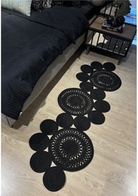 Resim Mavaux Siyah Snake Hasır Jüt Bej Yolluk Halı Kilim Siyah 