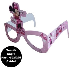 Resim Minnie Mouse Temalı Kağıt Gözlük 6 Adet Parti Gözlüğü Tüm Yaşlar 
