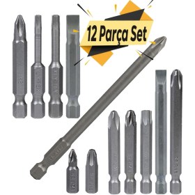 Resim Badem10 Klytek Matkap Bits Uç Vidalama Ucu Düz Yıldız Torx Uç (12 Parça) 