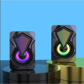 Resim UltraTekno Rgb Işıklı Gaming Pc Bilgisayar Hoparlörü 1+1 Speaker X2 