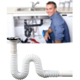 Resim Elivora Uzun Körüklü Lavabo Sifonu Lavabo Gider Borusu 33X80CM 1410 