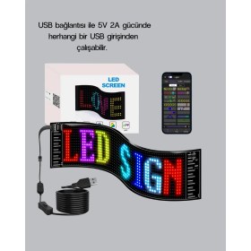 Resim Butik Bfs Rgb LED Panel – Çok Renkli, Kumandalı, USB Bağlantılı Yazı ve Gıf Gösterimli Akıllı Lamba 